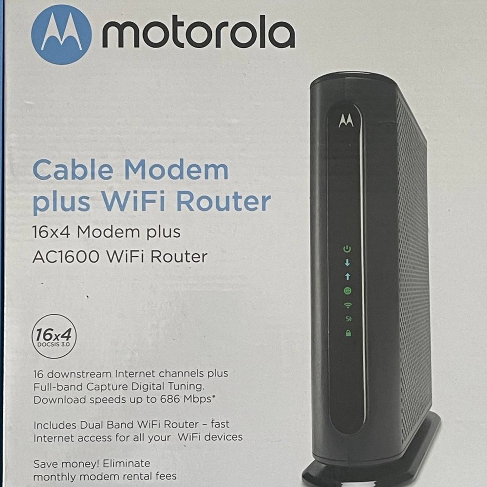 Motorola‎ MG7550 Cable Modem Plus Wifi Router 16x4 Dual Band 686 Mbps